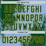 Custom Light Blue Green-Gold Abstract Brush Stroke Authentic Baseball Jersey