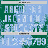 Custom Light Blue Kelly Green-White Abstract Brush Stroke Authentic Baseball Jersey