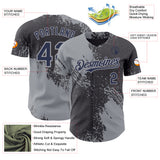 Custom Steel Gray Navy-Gray Abstract Brush Stroke Authentic Baseball Jersey