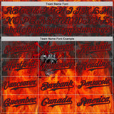Custom Black-Red Flames Skull Authentic Baseball Jersey