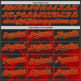 Custom Black Red-Old Gold Flames Skull Smoke Authentic Baseball Jersey