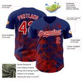Custom Royal Red-White Flames Skull Smoke Authentic Baseball Jersey