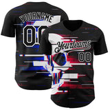 Custom Black-White Skull Authentic Baseball Jersey