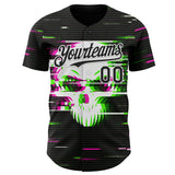 Custom Black-White Skull Authentic Baseball Jersey