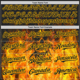 Custom Black-Gold Flames Skull Authentic Baseball Jersey
