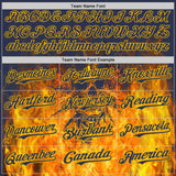 Custom Navy-Gold Flames Skull Authentic Baseball Jersey
