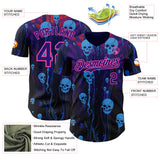 Custom Dark Purple-Pink Skull Authentic Baseball Jersey