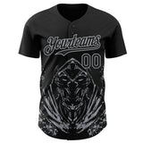 Custom Black-Gray Skull Authentic Baseball Jersey