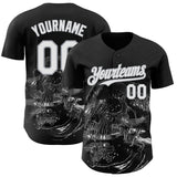 Custom Black White-Gray Skull Authentic Baseball Jersey