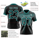 Custom Black Teal-White Authentic Distressed Scratch Brush Stroke Football Jersey