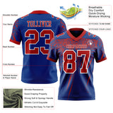 Custom Royal Red-White Authentic Distressed Scratch Brush Stroke Football Jersey