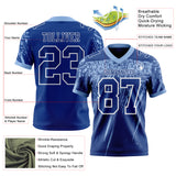 Custom Royal Light Blue-White Authentic Distressed Scratch Brush Stroke Football Jersey