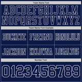 Custom Navy Orange-White Authentic Distressed Scratch Brush Stroke Football Jersey