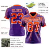 Custom Purple Orange-White Authentic Distressed Scratch Brush Stroke Football Jersey
