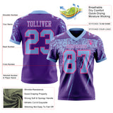 Custom Purple Light Blue-Pink Authentic Distressed Scratch Brush Stroke Football Jersey