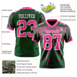 Custom Green Pink-White Authentic Distressed Scratch Brush Stroke Football Jersey
