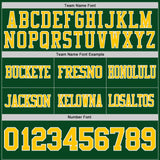 Custom Green Yellow-White Authentic Distressed Scratch Brush Stroke Football Jersey