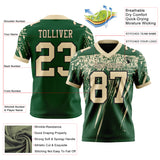Custom Green Cream-Black Authentic Distressed Scratch Brush Stroke Football Jersey