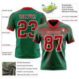 Custom Kelly Green Red-White Authentic Distressed Scratch Brush Stroke Football Jersey