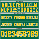 Custom Kelly Green Yellow-White Authentic Distressed Scratch Brush Stroke Football Jersey