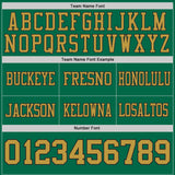Custom Kelly Green Old Gold-Black Authentic Distressed Scratch Brush Stroke Football Jersey