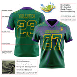 Custom Kelly Green Purple-Yellow Authentic Distressed Scratch Brush Stroke Football Jersey