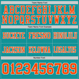 Custom Teal Orange-White Authentic Distressed Scratch Brush Stroke Football Jersey