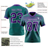 Custom Teal Purple-White Authentic Distressed Scratch Brush Stroke Football Jersey
