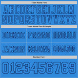 Custom Powder Blue Yellow-Navy Authentic Distressed Scratch Brush Stroke Football Jersey
