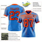 Custom Powder Blue Orange-Navy Authentic Distressed Scratch Brush Stroke Football Jersey