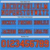 Custom Powder Blue Orange-Navy Authentic Distressed Scratch Brush Stroke Football Jersey