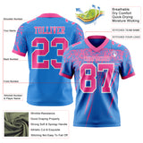 Custom Powder Blue Pink-White Authentic Distressed Scratch Brush Stroke Football Jersey