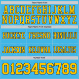 Custom Sky Blue Yellow-Black Authentic Distressed Scratch Brush Stroke Football Jersey