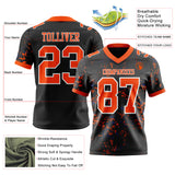 Custom Black Orange Royal-White Authentic Abstract Shattered Paint Splatter Football Jersey