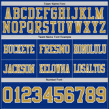 Custom Royal Old Gold Light Blue-White Authentic Abstract Shattered Paint Splatter Football Jersey