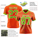 Custom Orange Neon Green Thunder Blue-White Authentic Abstract Shattered Paint Splatter Football Jersey