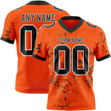 Custom Orange Black Old Gold-White Authentic Abstract Shattered Paint Splatter Football Jersey