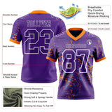 Custom Purple Bay Orange Teal-White Authentic Abstract Shattered Paint Splatter Football Jersey