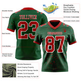 Custom Green Red-White Authentic Abstract Shattered Paint Splatter Football Jersey