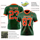 Custom Green Orange-White Authentic Abstract Shattered Paint Splatter Football Jersey