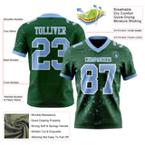 Custom Green Light Blue-White Authentic Abstract Shattered Paint Splatter Football Jersey