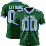 Custom Green Light Blue-White Authentic Abstract Shattered Paint Splatter Football Jersey