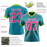 Custom Teal Pink Neon Green-White Authentic Abstract Shattered Paint Splatter Football Jersey