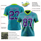 Custom Teal Purple Neon Green-White Authentic Abstract Shattered Paint Splatter Football Jersey