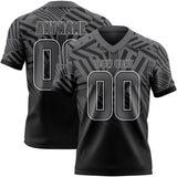 Custom Steel Gray Black-White Authentic Abstract Geometric Lines Gradient Football Jersey