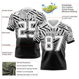 Custom White-Black Authentic Abstract Geometric Lines Gradient Football Jersey