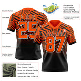 Custom Orange Black-White Authentic Abstract Geometric Lines Gradient Football Jersey