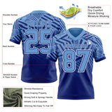 Custom Light Blue Royal-White Authentic Abstract Geometric Lines Gradient Football Jersey