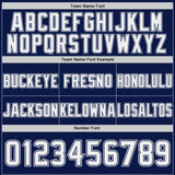 Custom White-Navy Authentic Abstract Geometric Lines Gradient Football Jersey