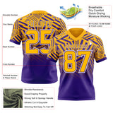 Custom Gold Purple-White Authentic Abstract Geometric Lines Gradient Football Jersey